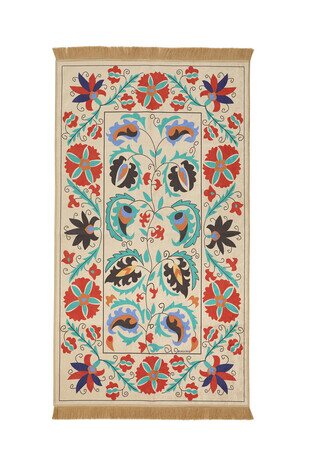 Cream Velvet Carpet Prayer Rug 