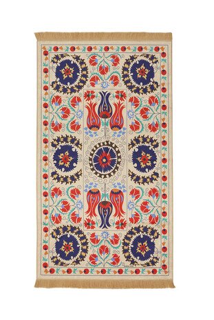 Cream Velvet Carpet Prayer Rug 