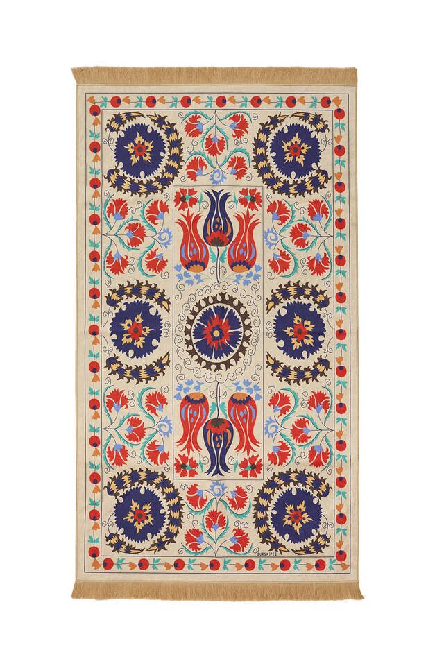 Cream Velvet Carpet Prayer Rug 