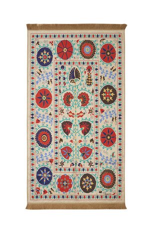 Cream Velvet Carpet Prayer Rug 