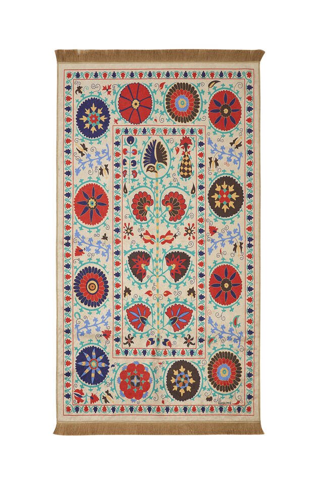 Cream Velvet Carpet Prayer Rug 