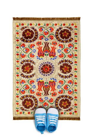 Cream Velvet Children's Prayer Rug 