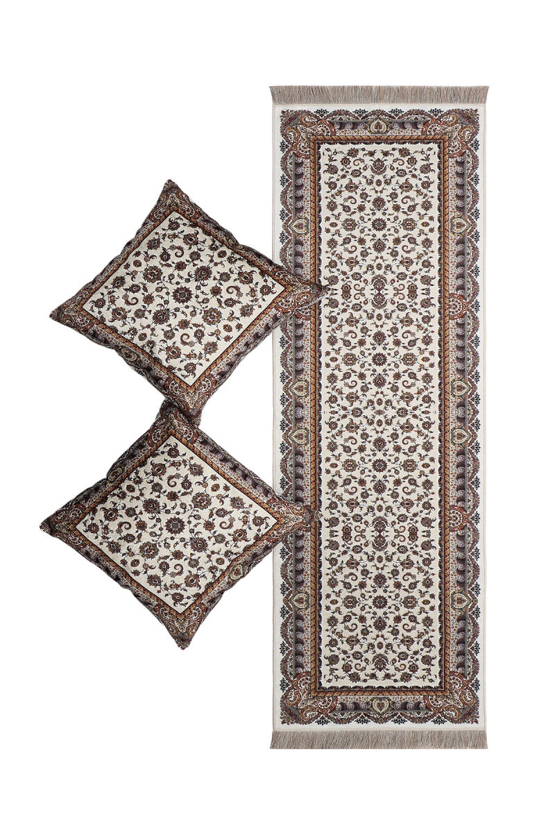 Cream Velvet Runner Set - Bursa İpek