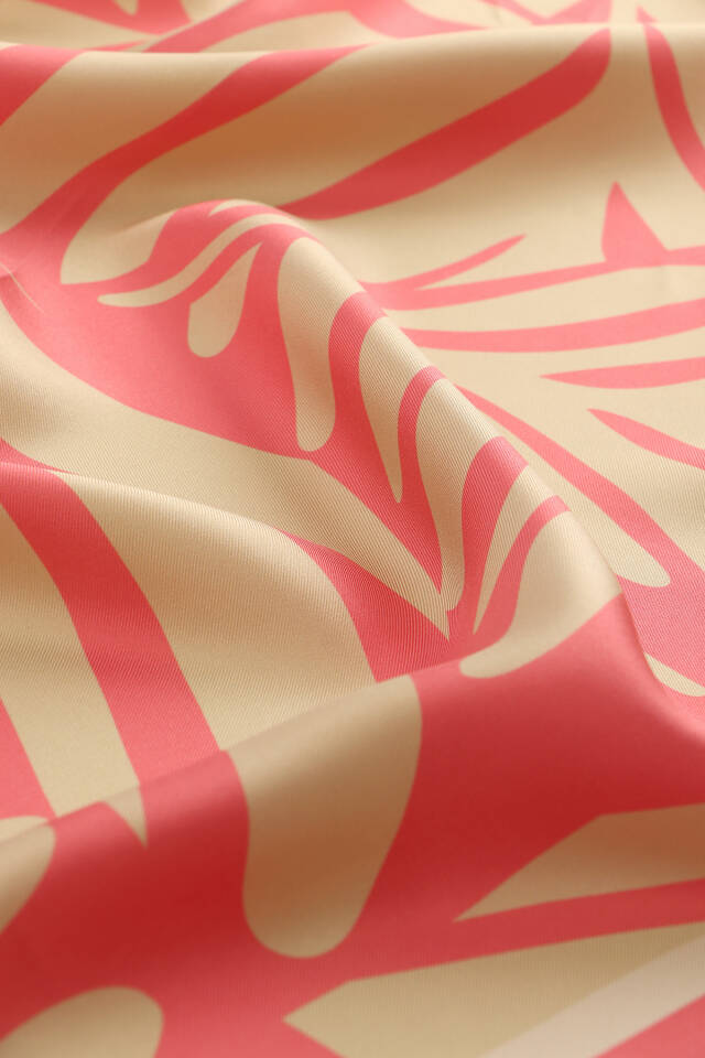 Pink Crop Pattern Twill Silk Shawl - 5