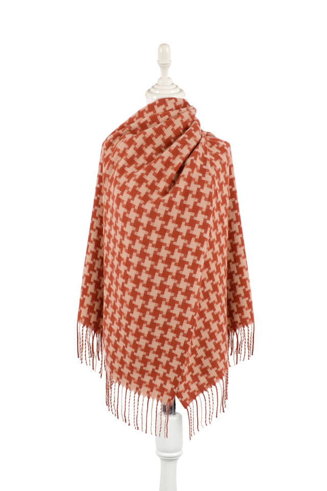 Tile Houndstooth Pattern Winter Shawl - Bursa İpek