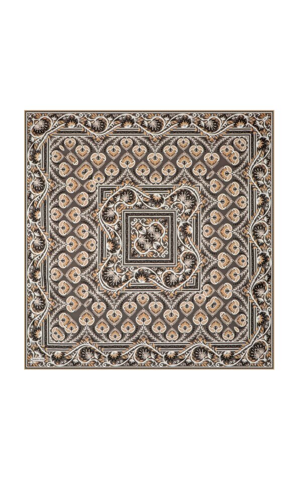 Dark Stone Crown Pattern Twill Silk Scarf 