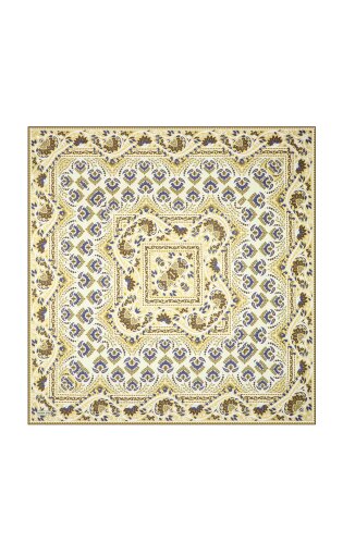 Green Crown Pattern Twill Silk Scarf 