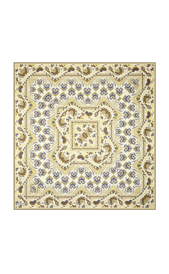 Green Crown Pattern Twill Silk Scarf - Bursa İpek