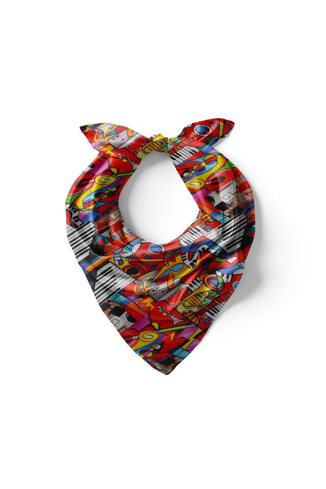 مربع جيب حرير بنمط جاز أحمر من Cubik - 2