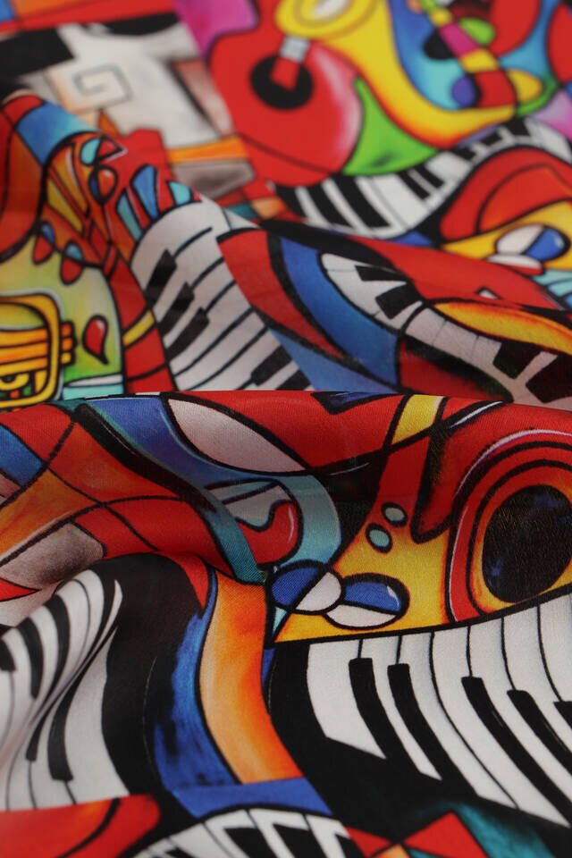 مربع جيب حرير بنمط جاز أحمر من Cubik - 3