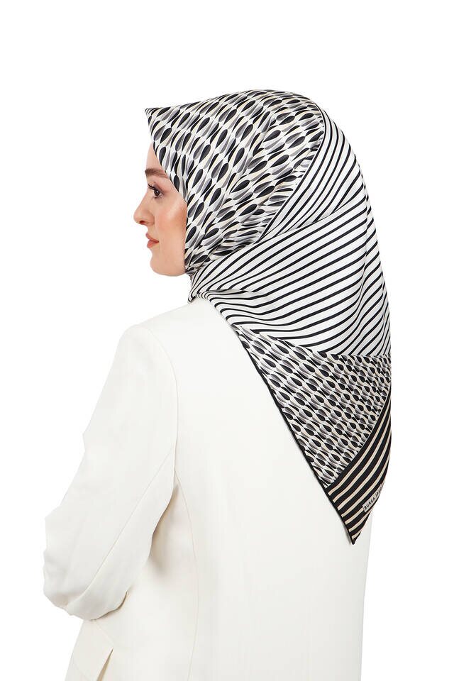 Gri Damla Sura İpek Eşarp - 2