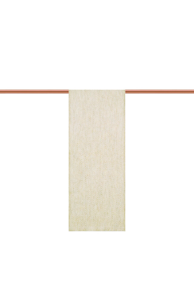 Ekru Krem Desenli Dar Yün Kaşkol - 2