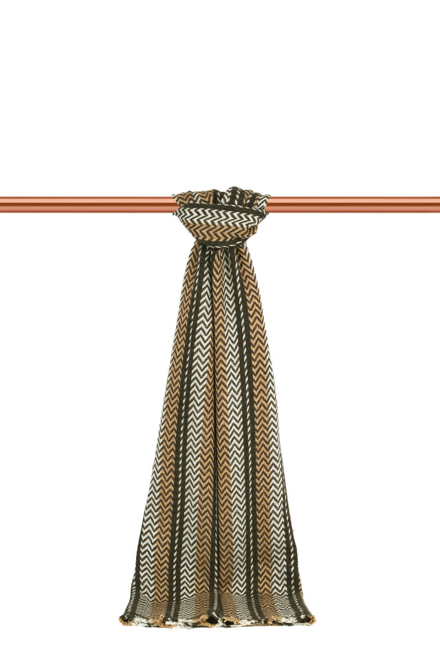 Füme Bej Desenli Dar Yün Kaşkol - 1