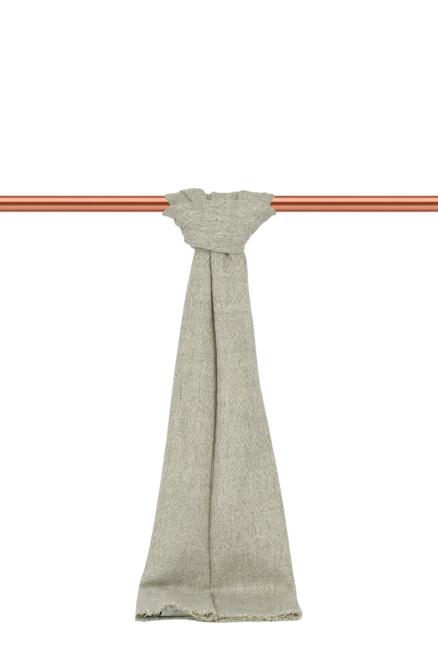 Gri Desenli Dar Yün Kaşkol - Bursa İpek