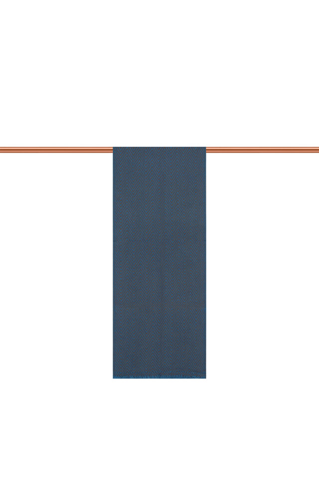 Mavi Füme Desenli Dar Yün Kaşkol - 2