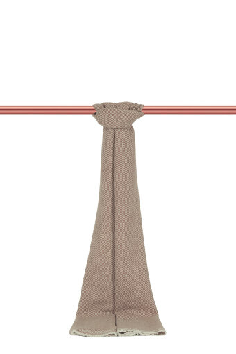 Sütlü Kahve Ekru Desenli Dar Yün Kaşkol 