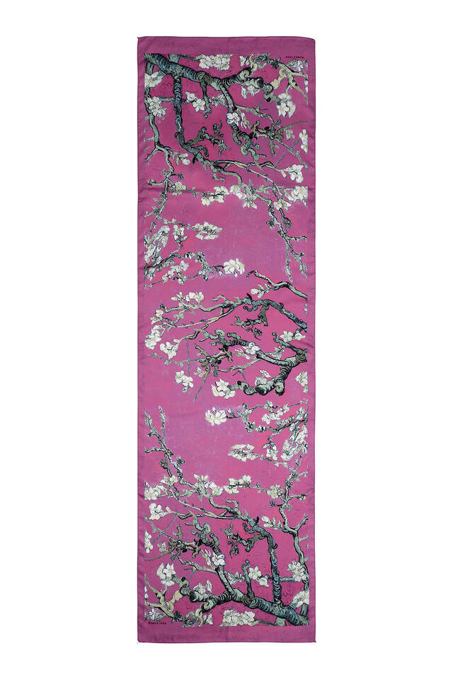 Dark Fuchsia Almond Blossom Silky Foulard - 3