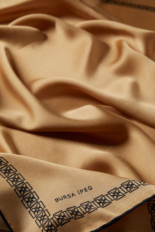 Dark Gold Edge Watery Butterfly Silk Square Scarf - 3