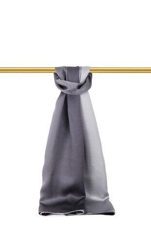 Dark Gray Gray Gradient Silk Scarf - Thumbnail