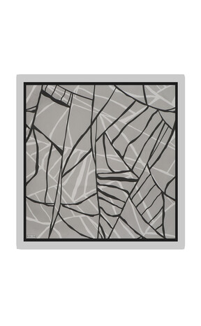 Dark Gray Mosaic Pattern Twill Silk Square Scarf 
