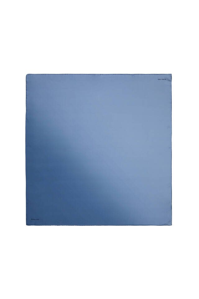 Dark Indigo Indigo Gradient Twill Silk Square Scarf - 1