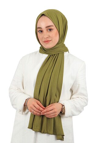 Green Combed Cotton Scarf - Thumbnail