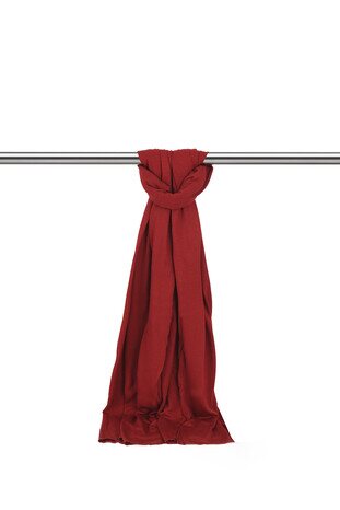 Dark Red Combed Cotton Scarf - Thumbnail