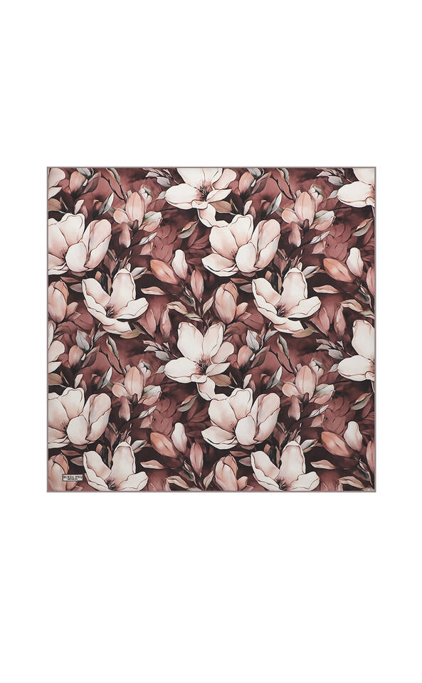 Dark Rose Daffodil Pattern Silk Pocket Square - Bursa İpek
