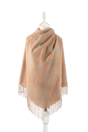 Dark Salmon Patterned Winter Shawl 