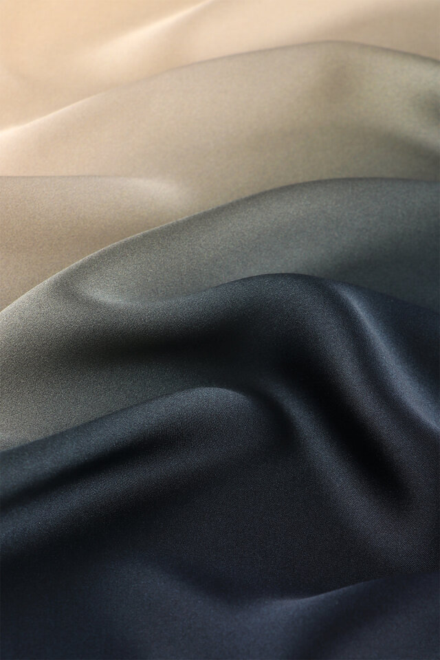 Beige Navy Blue Gradient Sura Silk Scarf - 4