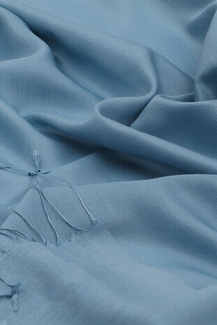 Denim Blue Silk Look Scarf - Thumbnail