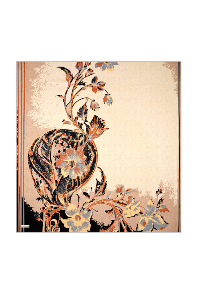 Black Sea Pattern Twill Silk Scarf - 3