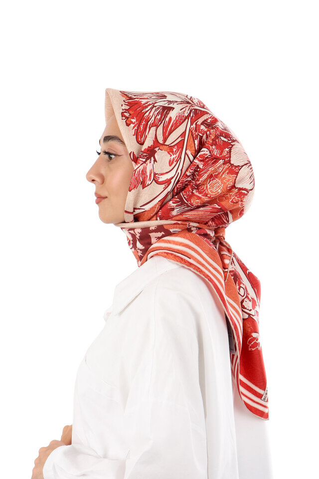 Coral Sea Pattern Twill Silk Scarf - 2