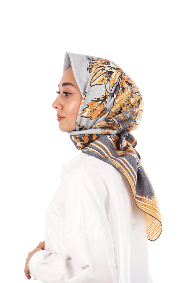 Smoked Sea Pattern Twill Silk Scarf - 2