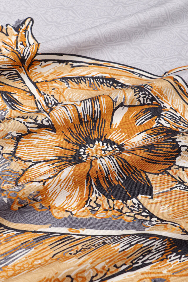 Smoked Sea Pattern Twill Silk Scarf - 4