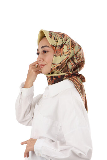 Green Sea Pattern Twill Silk Scarf 