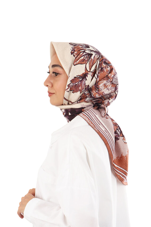 Mink Sea Pattern Twill Silk Scarf - 2