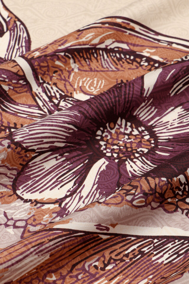 Mink Sea Pattern Twill Silk Scarf - 4