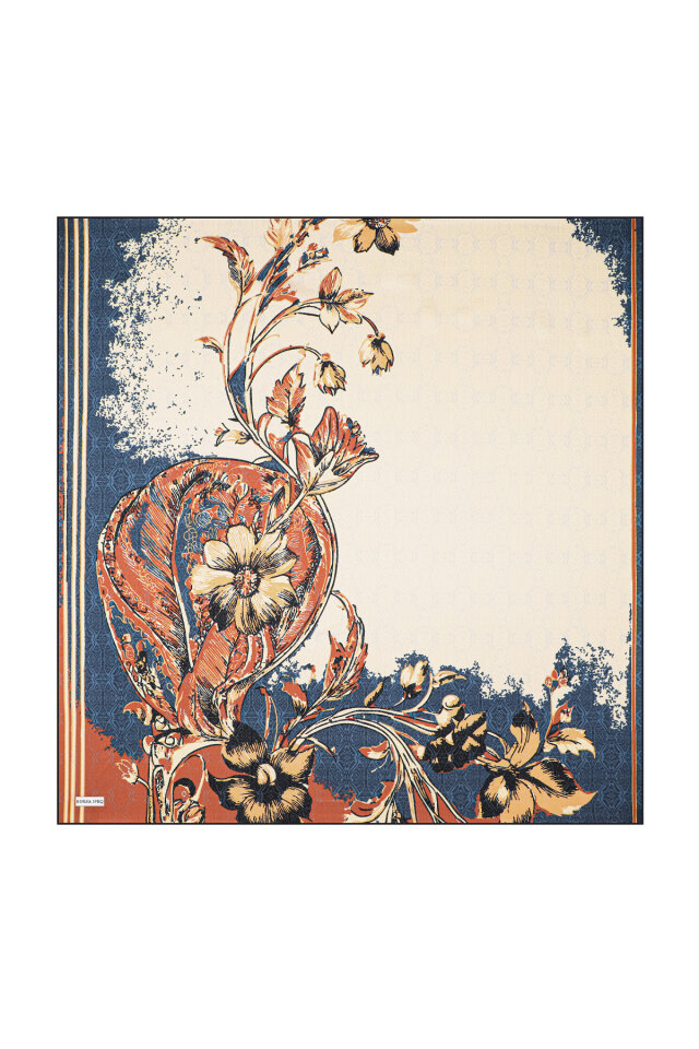 Tile Sea Pattern Twill Silk Scarf - 3