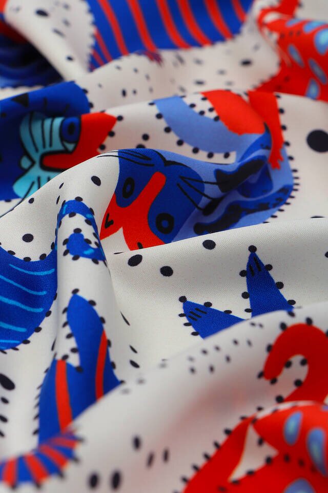 İndigo Saks Desenli İpeksi Mendil - 3