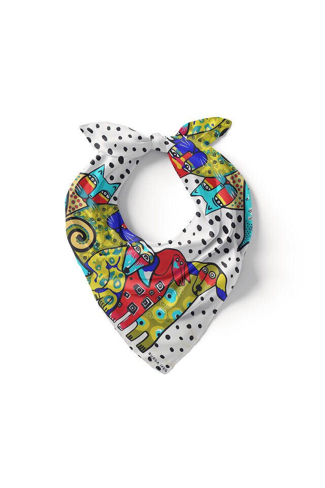 Kırmızı Siyah Desenli İpeksi Mendil - 2