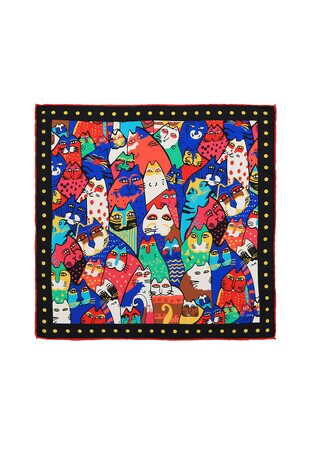 Siyah Hardal Desenli İpeksi Mendil 