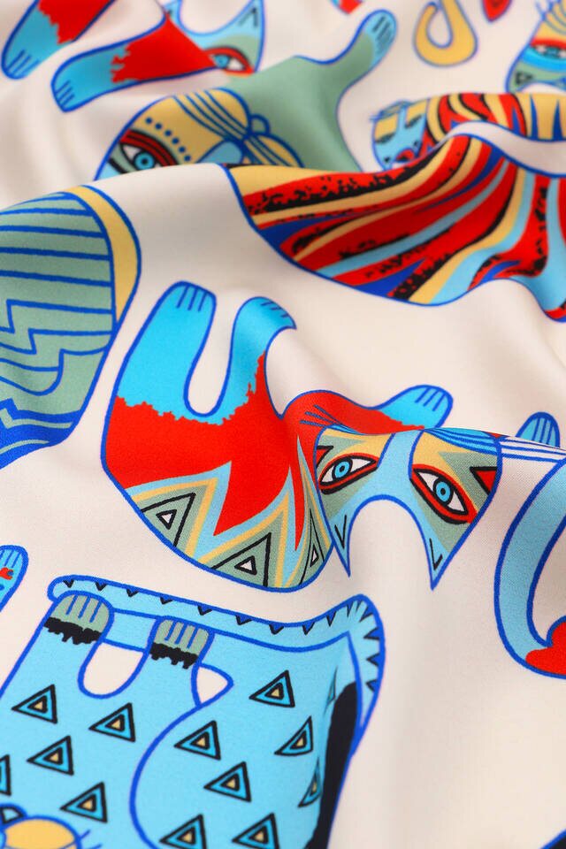 Turkuaz Mint Desenli İpeksi Mendil - 3