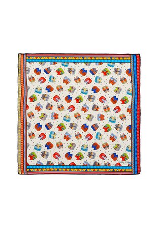 Turkuaz Sarı Desenli İpeksi Mendil 