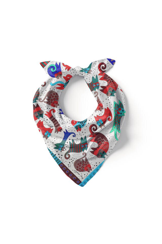 Yeşil Bordo Desenli İpeksi Mendil - 2