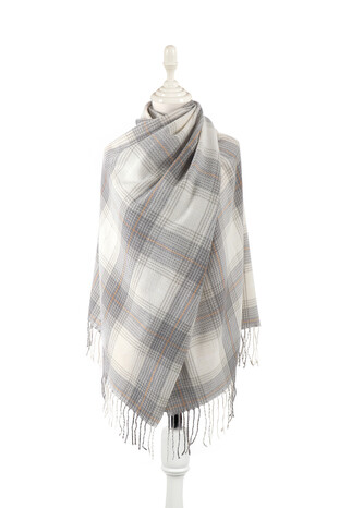 Ekru Gri Desenli Kışlık Şal 