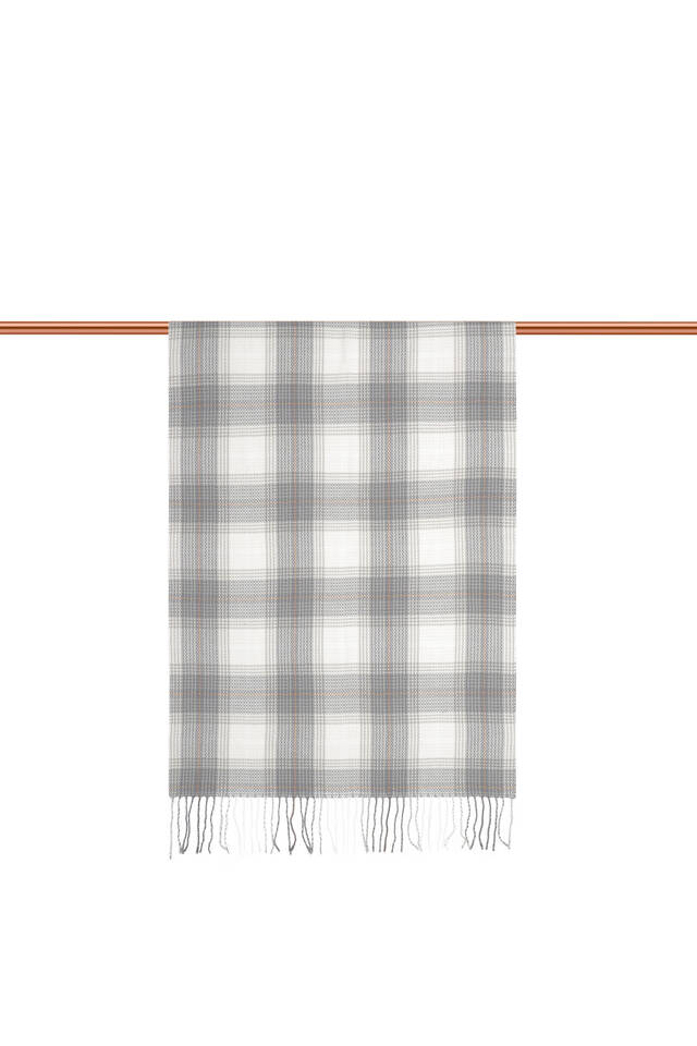 Ekru Gri Desenli Kışlık Şal - 3