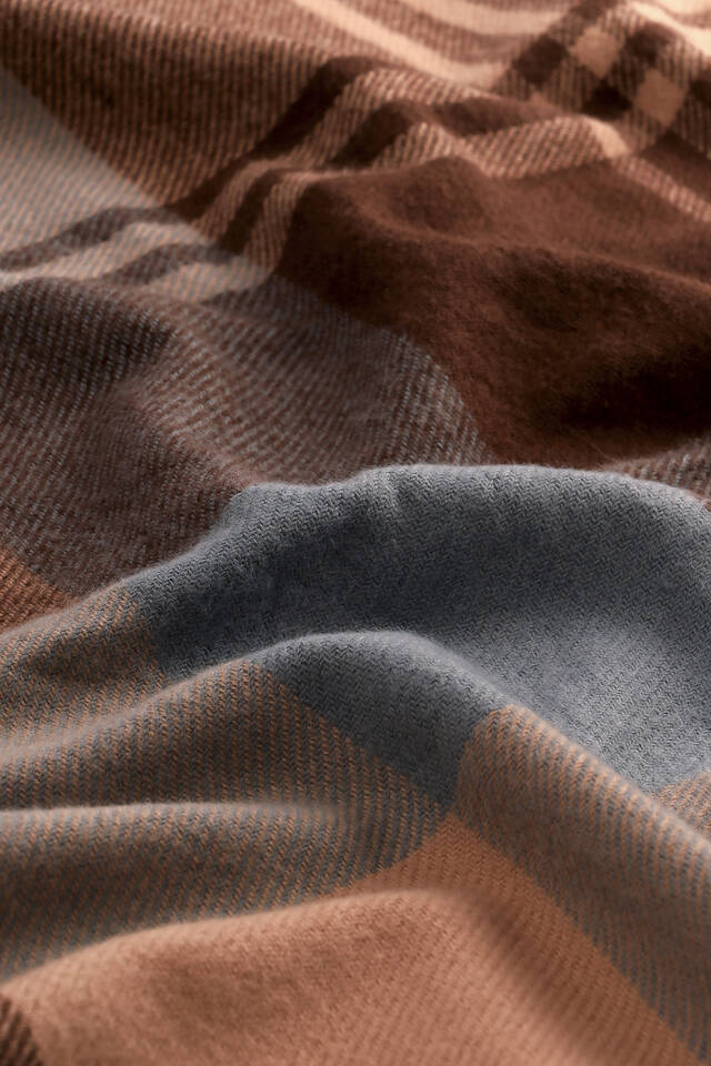 Mavi Kahverengi Desenli Kışlık Şal - 4