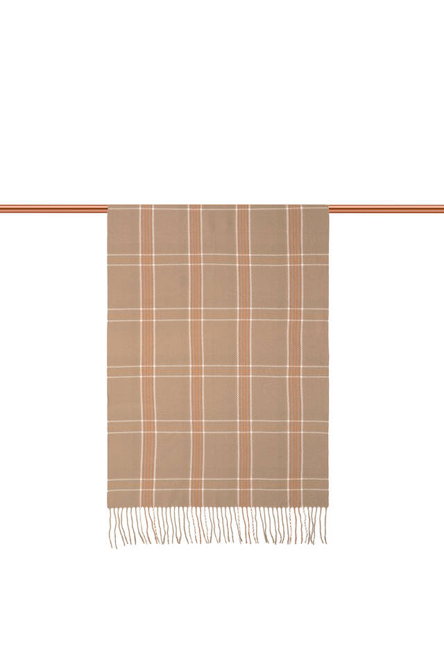 Sütlü Kahve Desenli Kışlık Şal - 3