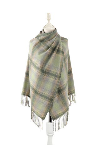 Yeşil Gri Desenli Kışlık Şal 